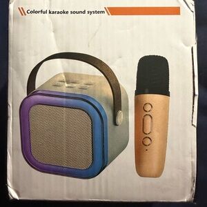 Colorful Karaoke Sound System with Microphone - Blue and Gold